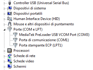 MediaTek PreLoader USB VCOM Port installed
