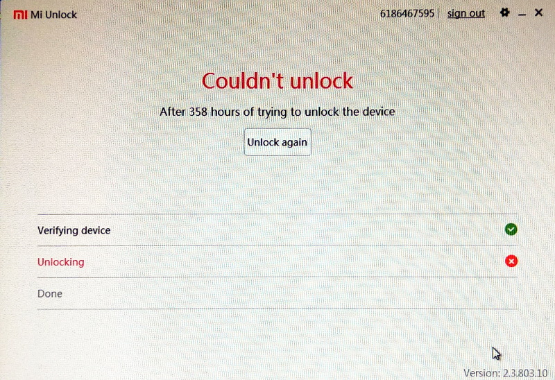 Mi Unlock: Delay