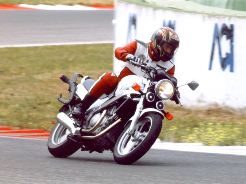 With the Honda NTV650 Revere on the Vallelunga circuit