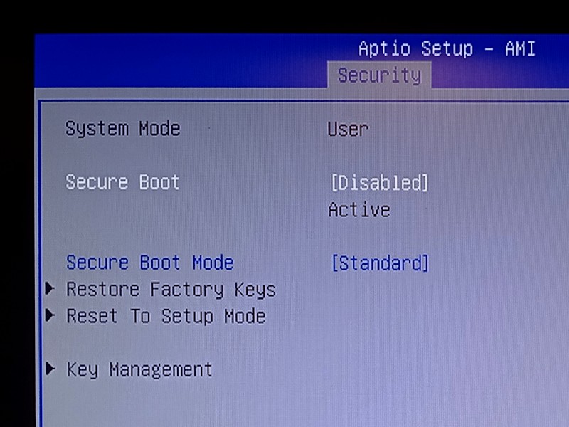 Secure Boot in BIOS
