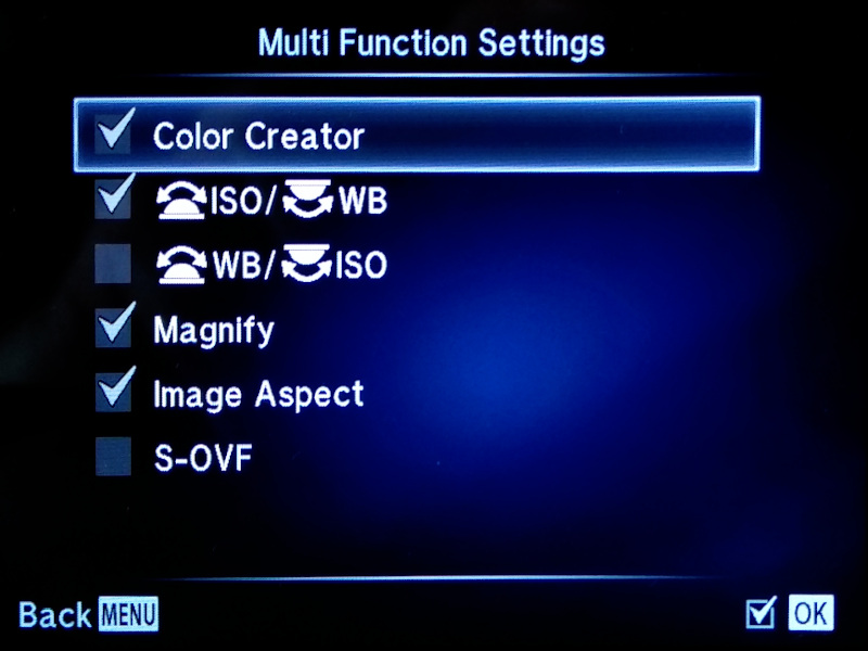 Custom Menu - Multi Function Settings