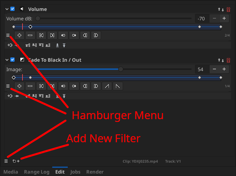 Keyframe Editor in the Edit Panel Keyframe Editor in the Edit Panel