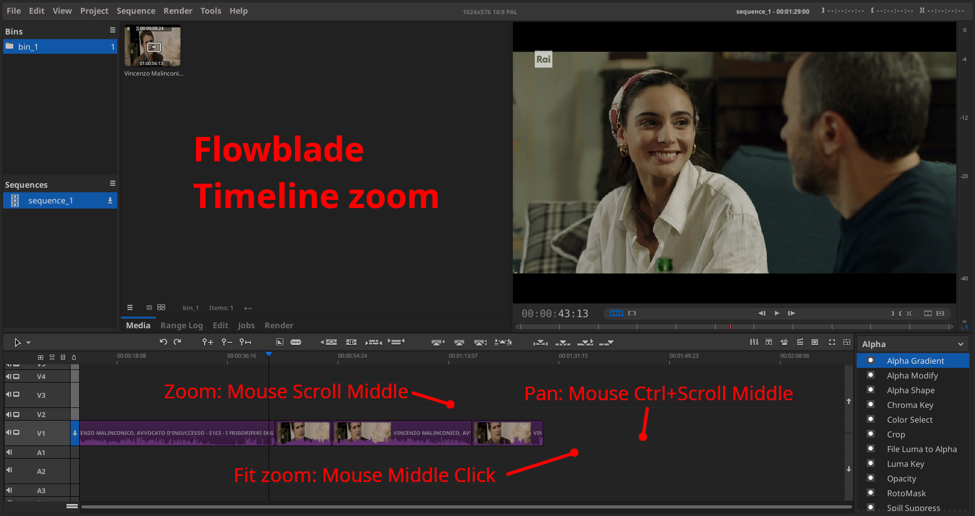 Flowblade - Timeline zoom and pan Flowblade - Timeline zoom and pan